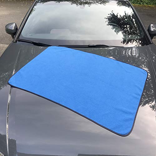 POLYTE Elite Microfiber Drying Towel (25x36, 2 Pack, Waffle, Blue) - Image 3