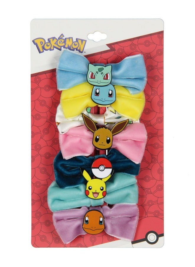 Bioworld - Pokemon Velvet Character Hair Accessories Bows Alligator Hair Clips For Women Or Girls 7 Pcs - Image 1