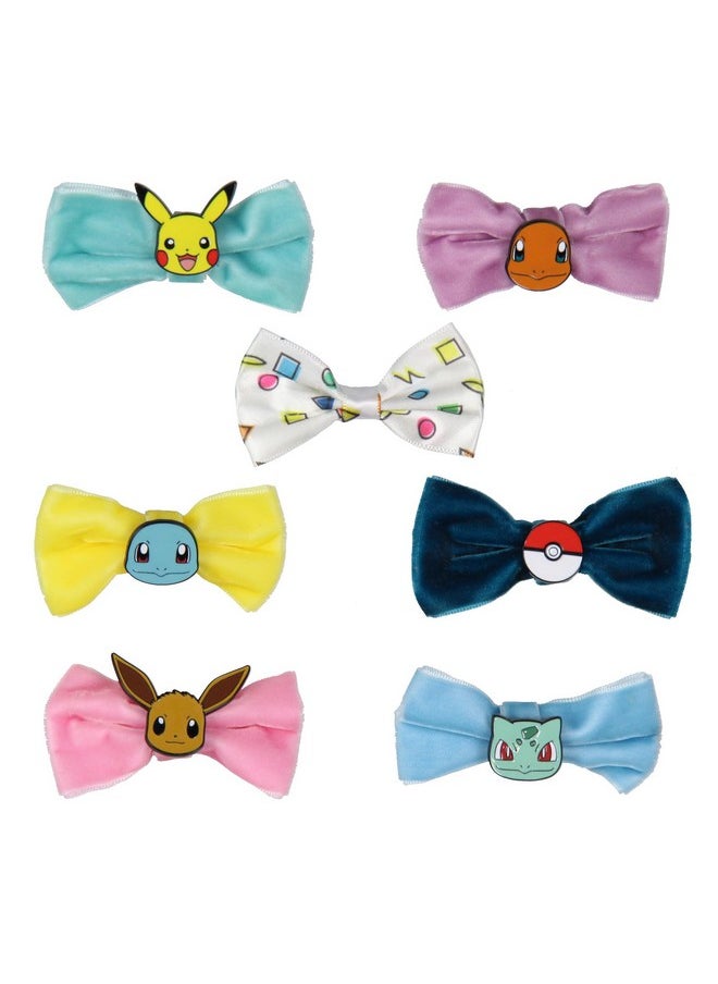 Bioworld - Pokemon Velvet Character Hair Accessories Bows Alligator Hair Clips For Women Or Girls 7 Pcs - Image 1