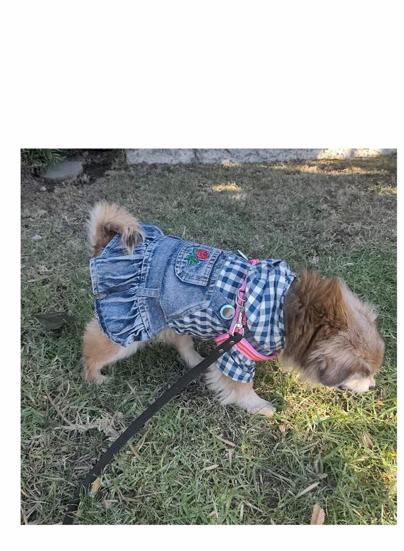 Y&D Small Dog Jeans Dress, Pet Clothes Classic Hoodie Stripe Dress Plaid Denim Hoodies Cool Blue Coat Jacket for Medium Cat Adorable Puppy Outfits, Easy to Wear and Off, 1 Pcs - Image 2