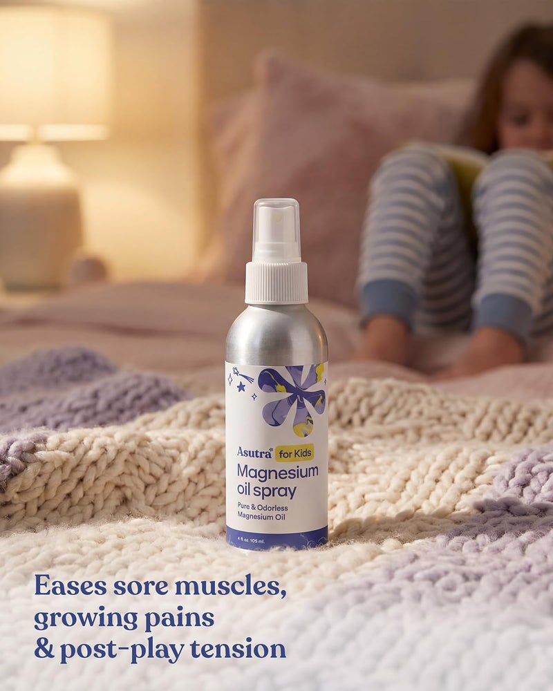 Asutra Kids Magnesium Oil Spray to Support Sleep & Soothe Muscles | Pure Magnesium Topical Spray from Zechstein Seabed, 4 oz - Image 2