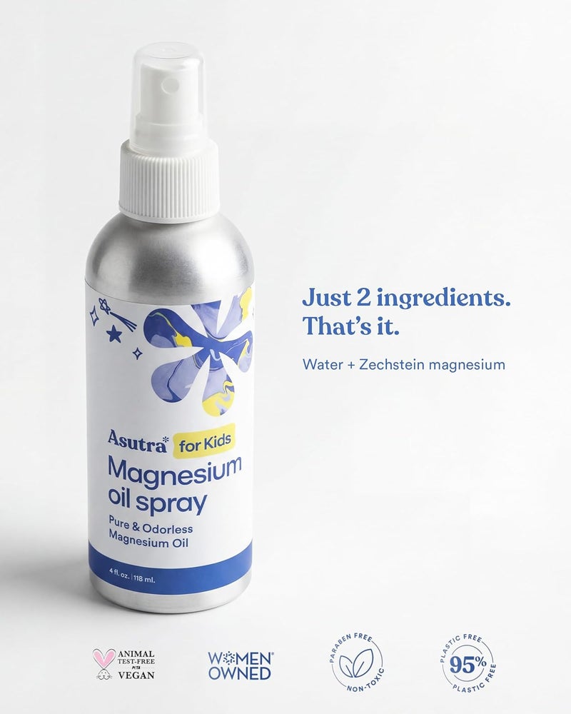 Asutra Kids Magnesium Oil Spray to Support Sleep & Soothe Muscles | Pure Magnesium Topical Spray from Zechstein Seabed, 4 oz - Image 3