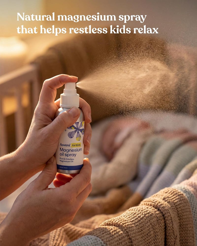Asutra Kids Magnesium Oil Spray to Support Sleep & Soothe Muscles | Pure Magnesium Topical Spray from Zechstein Seabed, 4 oz - Image 4