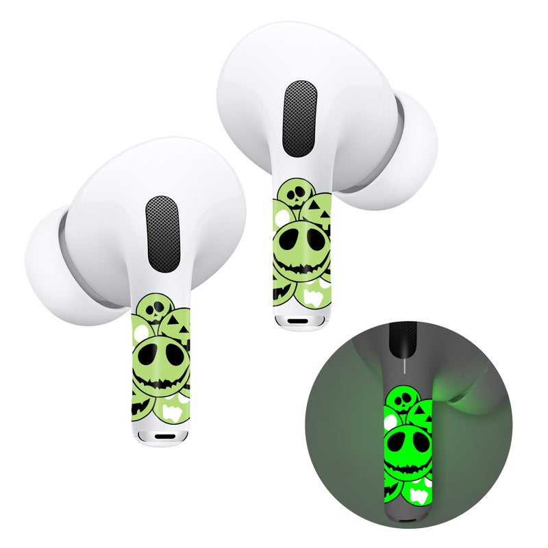 ROCKMAX for AirPod Pro Skin, Glow in The Dark AirPods Pro 2 Skin Wrap, Cool Skull Sticker Decoration for Girls and Boys, Compatible with Charging Case, Universal for AirPods 1/2/3/4 & Pro 1/2/3 - Image 1