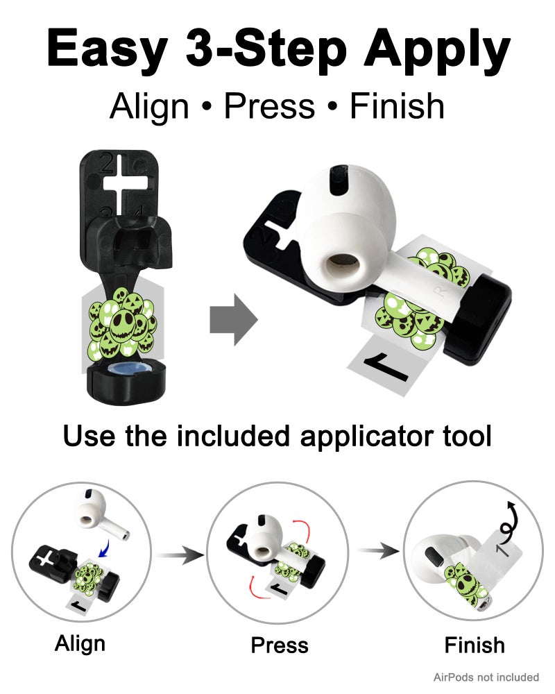 ROCKMAX for AirPod Pro Skin, Glow in The Dark AirPods Pro 2 Skin Wrap, Cool Skull Sticker Decoration for Girls and Boys, Compatible with Charging Case, Universal for AirPods 1/2/3/4 & Pro 1/2/3 - Image 4