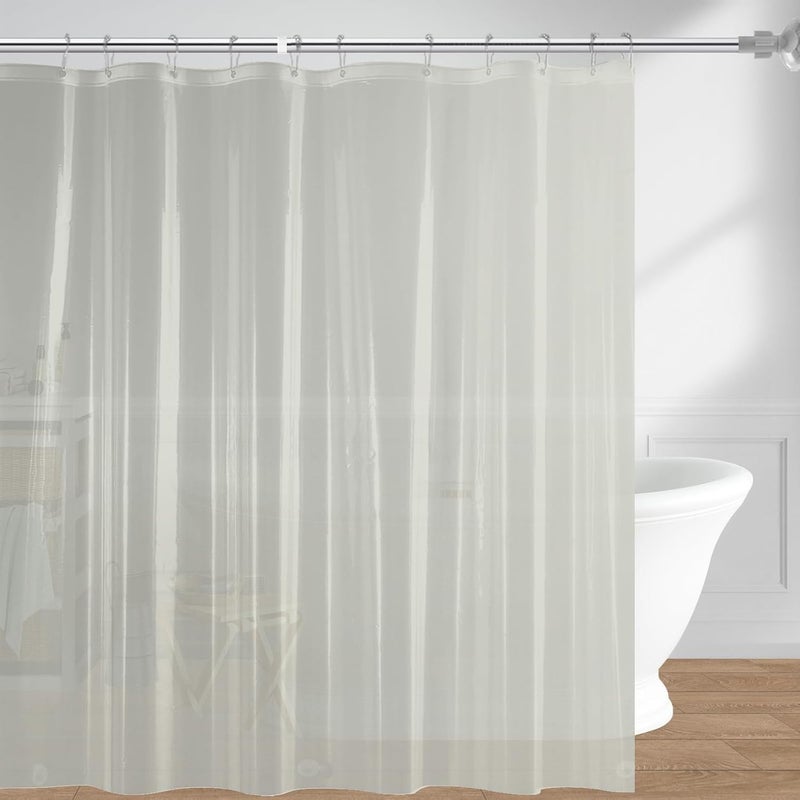 downluxe Waterproof Frosted Shower Curtain Liner - PEVA Lightweight Plastic Shower Liner with 3 Magnets, Shower Curtains for Bathroom, 72" x 72", Grey - Image 1