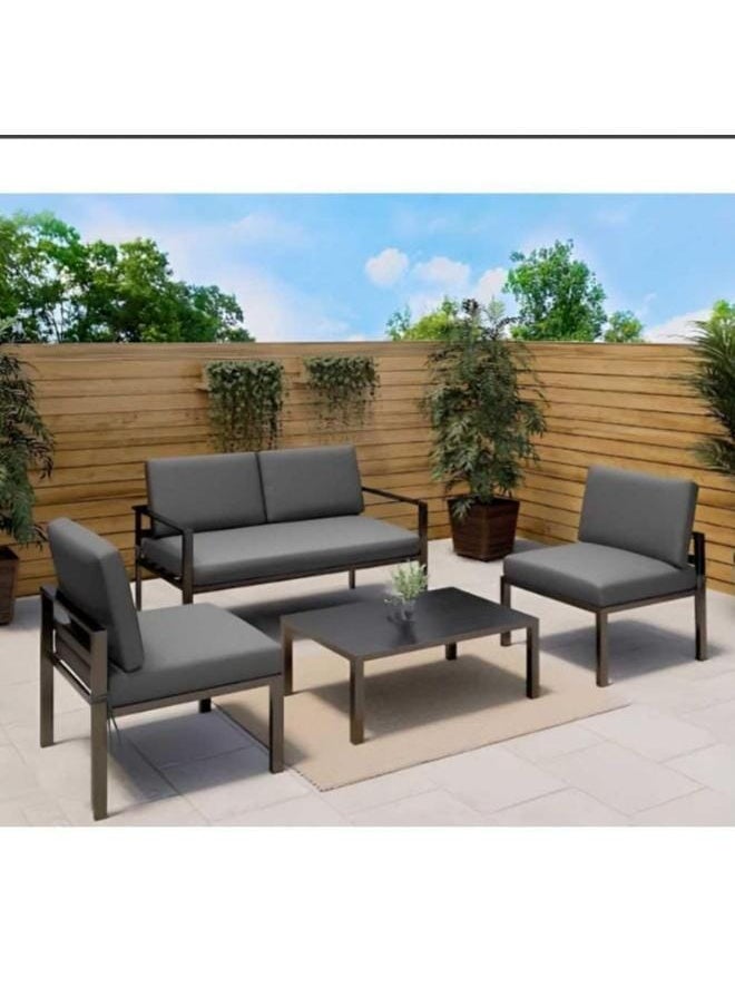 Sampa Rattan Sampa Contemporary Outdoor Set – Grey Sofa & Chairs with Iron Frame Detailing  - Image 1