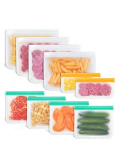 Y&D Reusable Food Storage Bag, 10 Packs Ziplock Bags Extra Thick Leakproof Degradable Freezer Bag(4L+ 4M + 2S), BPA free Sandwich Lunch Bag for Sandwich, Snack, Liquid, Lunch, Fruit, Travel  - Image 1