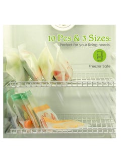 Y&D Reusable Food Storage Bag, 10 Packs Ziplock Bags Extra Thick Leakproof Degradable Freezer Bag(4L+ 4M + 2S), BPA free Sandwich Lunch Bag for Sandwich, Snack, Liquid, Lunch, Fruit, Travel  - Image 5