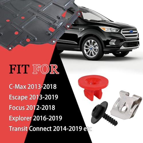 Middrivr 10 Sets T30 Engine Splash Shield Guard Undertray Cover Screws Bolt Nut Clip Kit, Screws Bolt Nut Clip Kit Fit for Ford Focus Fusion Escape Explorer C-Max Transit Connect Lincoln MKC - Image 4