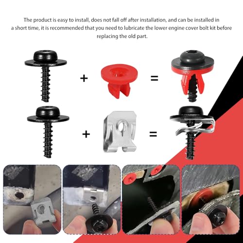 Middrivr 10 Sets T30 Engine Splash Shield Guard Undertray Cover Screws Bolt Nut Clip Kit, Screws Bolt Nut Clip Kit Fit for Ford Focus Fusion Escape Explorer C-Max Transit Connect Lincoln MKC - Image 5