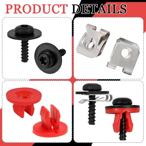 Middrivr 10 Sets T30 Engine Splash Shield Guard Undertray Cover Screws Bolt Nut Clip Kit, Screws Bolt Nut Clip Kit Fit for Ford Focus Fusion Escape Explorer C-Max Transit Connect Lincoln MKC - Image 3