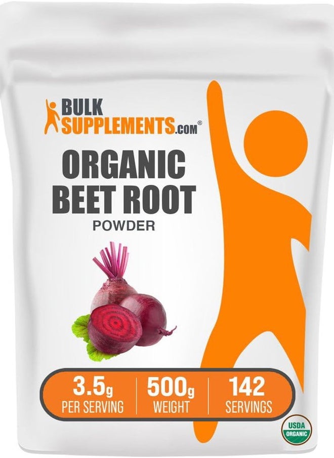 BulkSupplements .com Organic Beet Root Powder - Superfood Supplement, Beet Root Supplements - Vegan & Gluten Free, 3.5g per Serving, 500g (1.1 lbs) (Pack of 1)  - Image 1