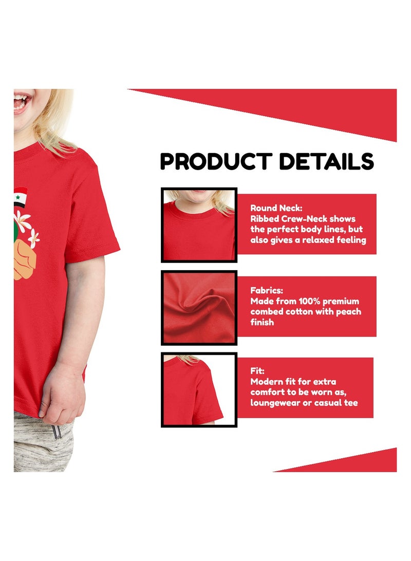 Syria Kids Girls T-Shirt–Comfortable And Soft Cotton Round Neck And Short Sleeves Tshirts–Perfect For School And Special Events