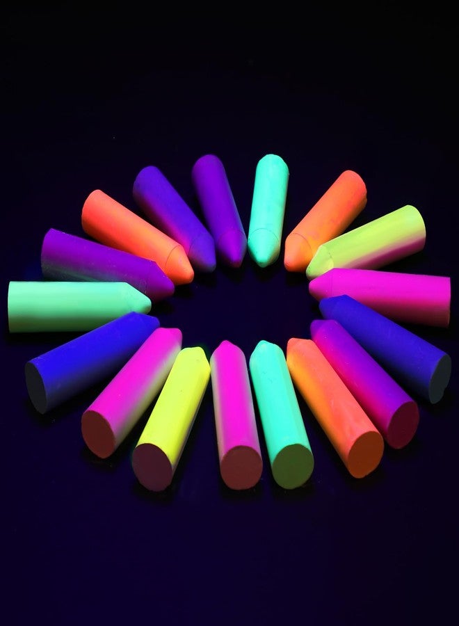 Feifeiya 30 Pcs 6 Color Glow in the Dark Chalk UV Neon Sidewalk Chalk Outdoor Dustless Washable Black light Party Supplies for Birthday Gifts Painting Drawing on Chalkboard Playground - Image 1