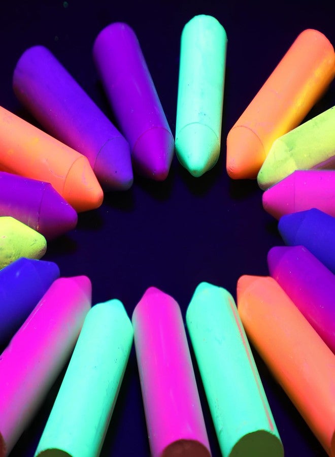 Feifeiya 30 Pcs 6 Color Glow in the Dark Chalk UV Neon Sidewalk Chalk Outdoor Dustless Washable Black light Party Supplies for Birthday Gifts Painting Drawing on Chalkboard Playground - Image 3