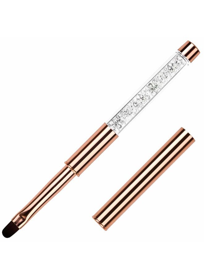 YCYAN 1Pcs Oval UV Gel Nail Brush Rhinestone Handle Professional Nail Art Tools Size 8 Rose Gold - Image 1