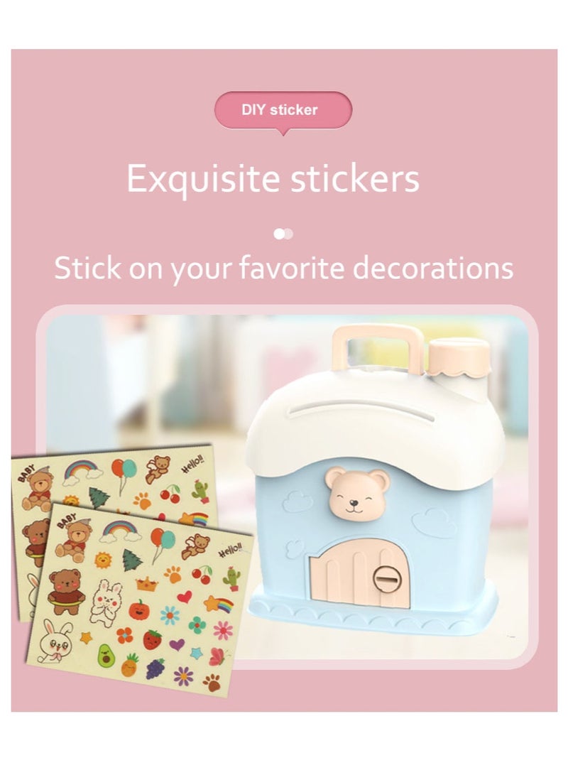 Kids Money Bank,Mini Atm Piggy Bank,Key-opened Piggy Bank,Piggy bank Figurine, House Shape With Stickers,Bank Coin Cash Saving Box Made Up With Premium Quality,Toy for 5+ Year Old kid Birthday Gifts - Image 4