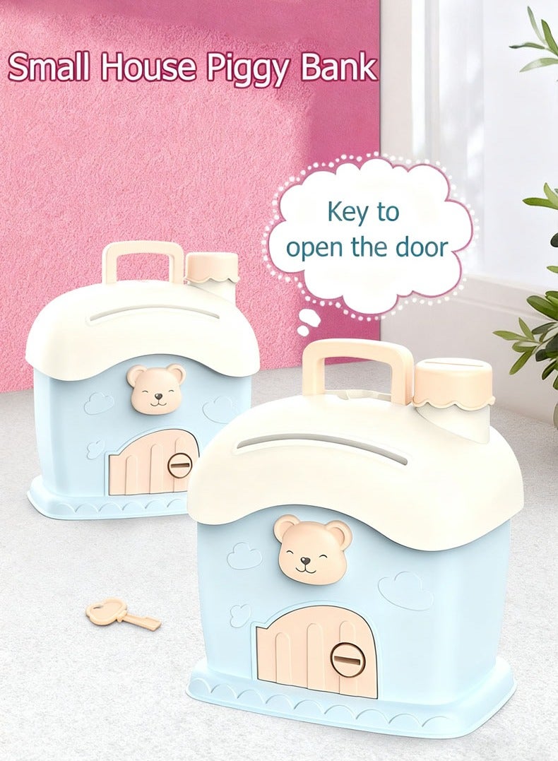 Kids Money Bank,Mini Atm Piggy Bank,Key-opened Piggy Bank,Piggy bank Figurine, House Shape With Stickers,Bank Coin Cash Saving Box Made Up With Premium Quality,Toy for 5+ Year Old kid Birthday Gifts - Image 1
