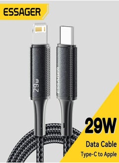 ESSAGER High quality braided cable, C To iPhone,1 meter long, supports fast charging up to 29 Watt, Black  - Image 1