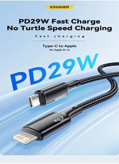 ESSAGER High quality braided cable, C To iPhone,1 meter long, supports fast charging up to 29 Watt, Black  - Image 3