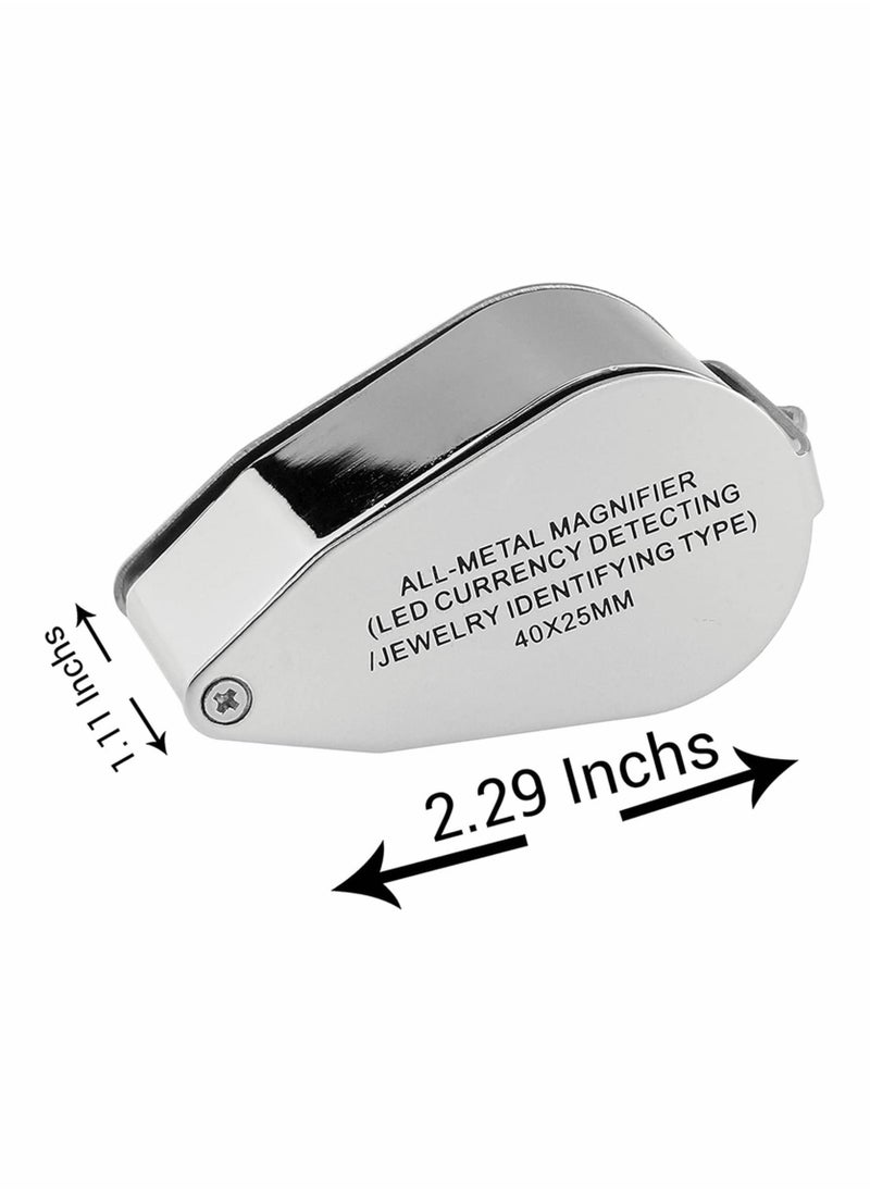 Excefore Magnifier Glass, 40X Full Metal Illuminated Jewelry Loop Magnifier, Pocket Folding Jewelers Eye Loupe with LED and UV Light  - Image 5