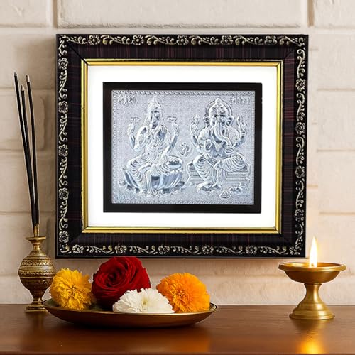 KWIZEAN 999 Pure Silver Lakshmi Ganesha Frame – Hindu Religious Photo Frame for Home, Temple and Pooja Room | Spiritual Gift for Wealth and Prosperity - Image 3