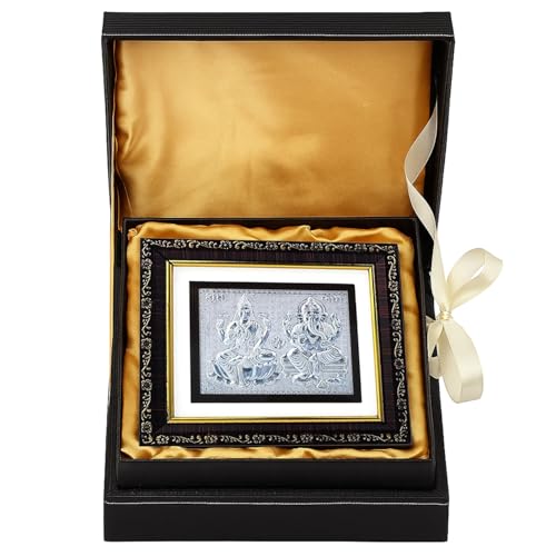 KWIZEAN 999 Pure Silver Lakshmi Ganesha Frame – Hindu Religious Photo Frame for Home, Temple and Pooja Room | Spiritual Gift for Wealth and Prosperity - Image 4