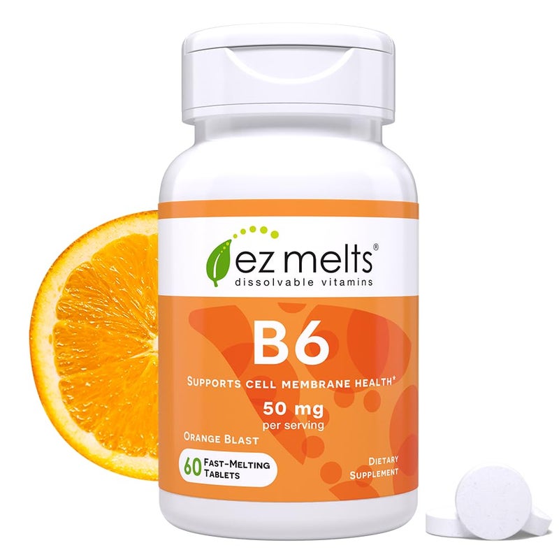 EZ Melts Dissolvable Vitamin B6 50 mg SugarFree 1Month Supply