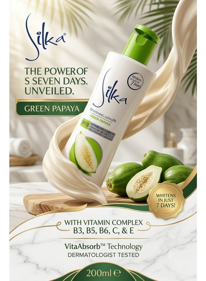 Silka Skin Whitening Green Papaya Lotion 200ml - Image 3