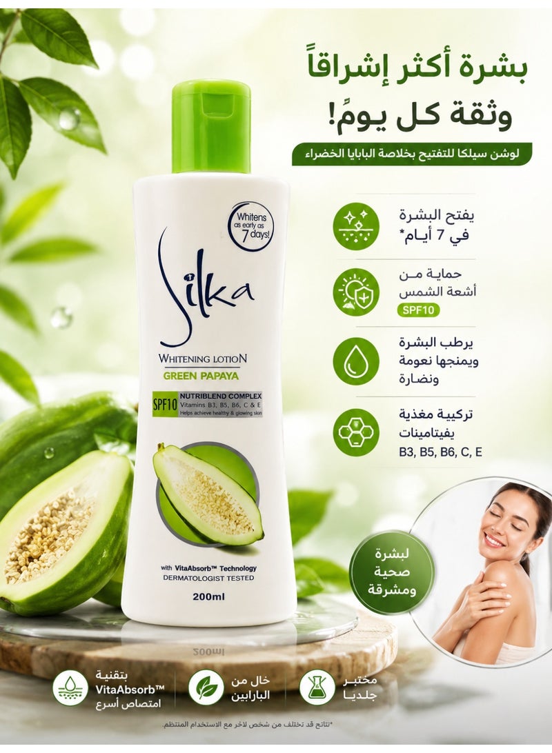 Silka Skin Whitening Green Papaya Lotion 200ml - Image 2