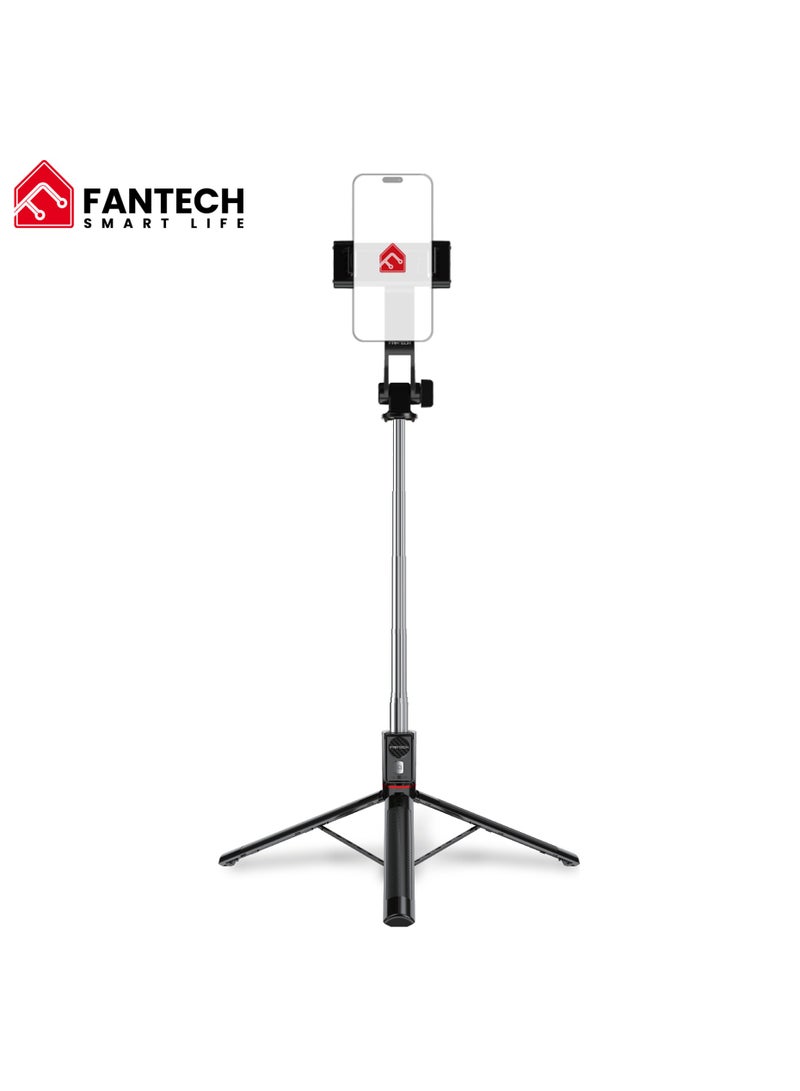 FANTECH Selfie stick tripod, retractable, 360° rotation, wireless remote control, detachable phone holder, lightweight and portable, compatible with iPhone, Samsung, Android, perfect for travel and video blogging - Image 1