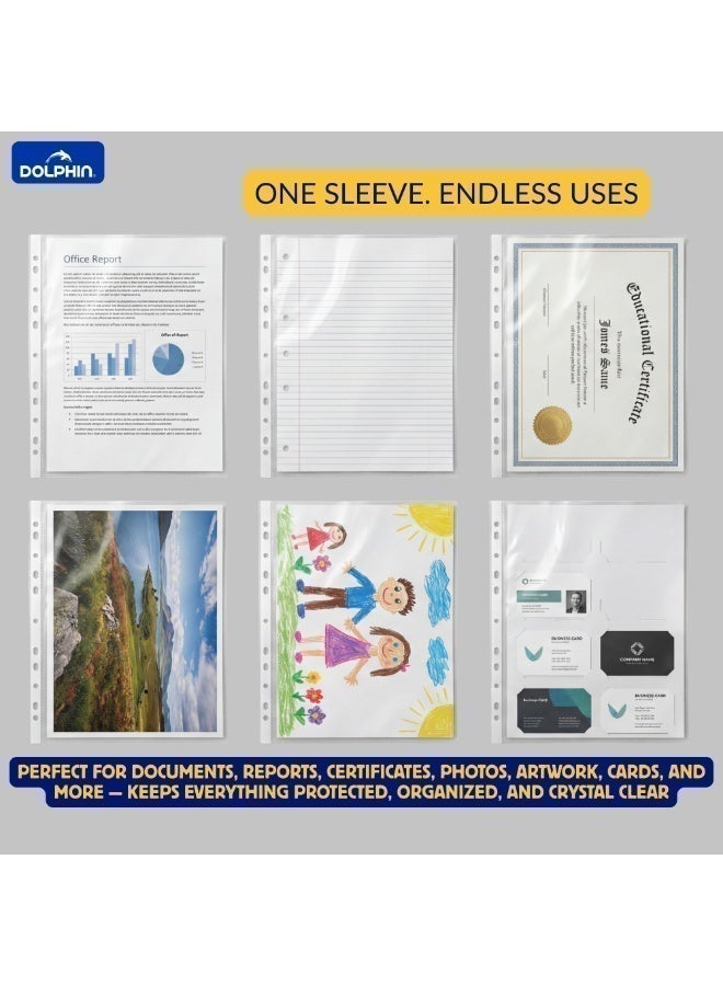 Dolphin 100 Pcs A4 Sheet Protectors, Transparent Clear PP Plastic Sleeves, 60 Micron Tear Resistant Document File Covers Clear / Transparent - Image 5