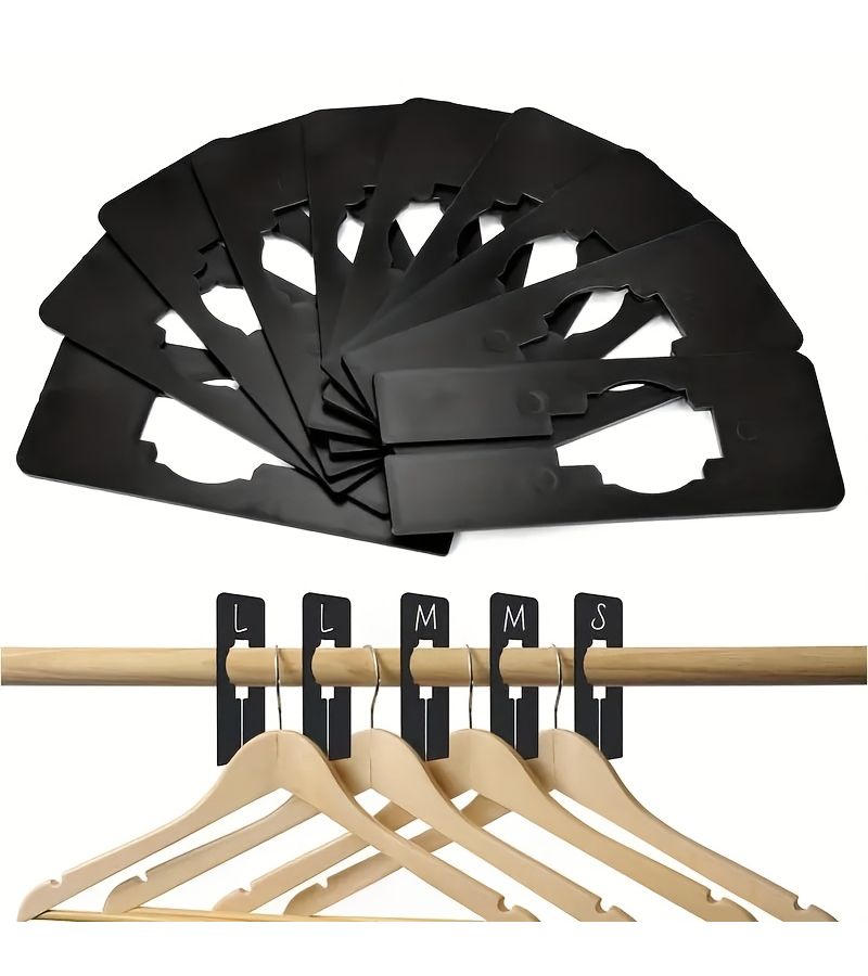 Black Plastic Wardrobe Divider 10 Pcs Set with White Marker Pen Reusable Writable Shelf Organizer - Image 2