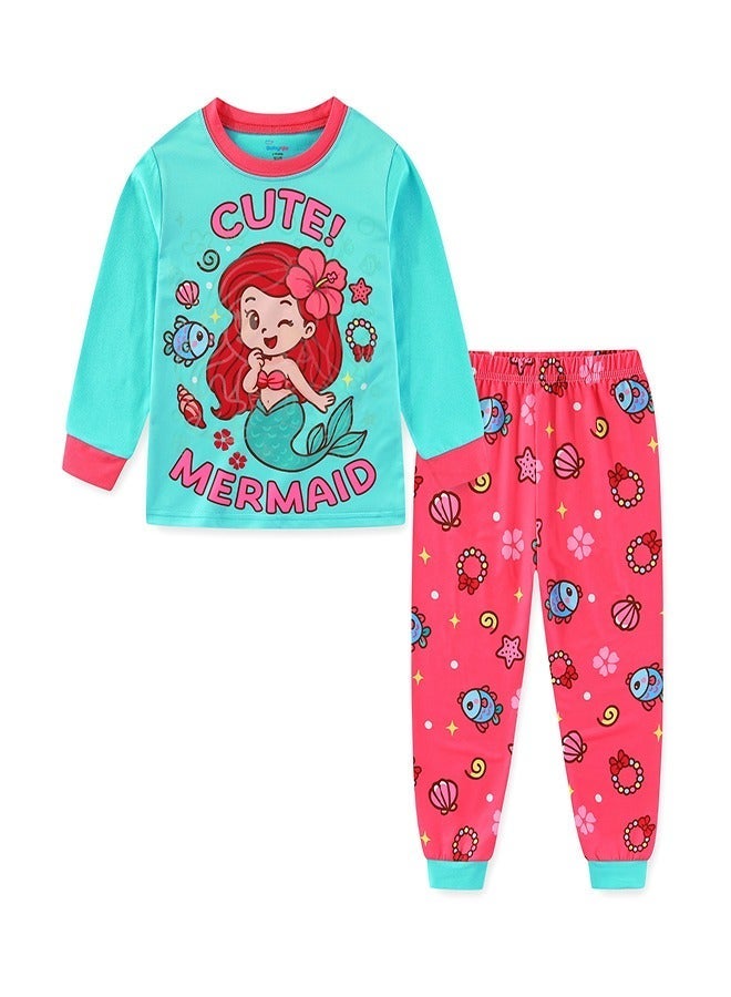 babyqlo Cute Mermaid Glow in the Dark Pajama Set for Girls - Image 4