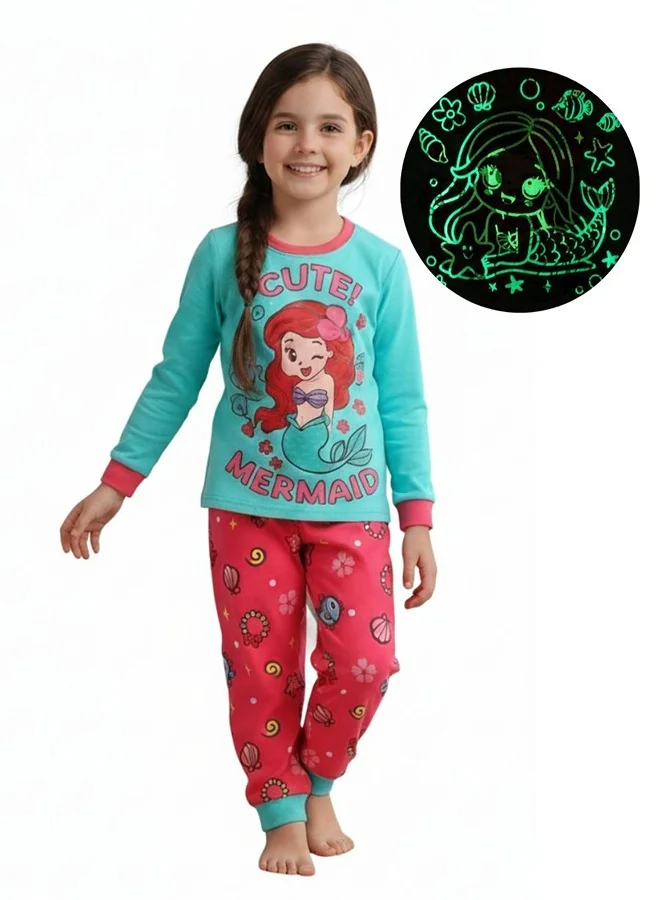 بيبي كلو Cute Mermaid Glow in the Dark Pajama Set for Girls