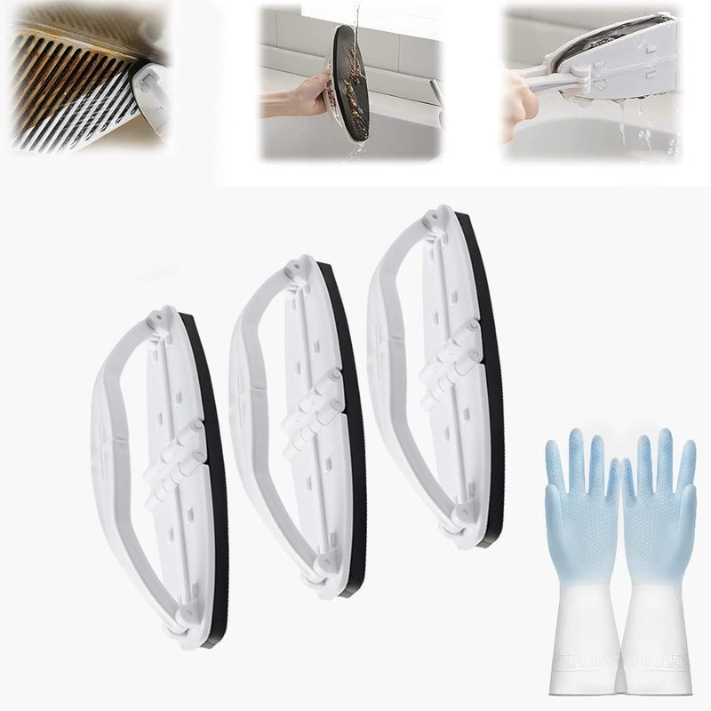 comfrt Folding Sponge Cleaning Brush, Kitchen Sponge Bathtub Pool Brush, Multipurpose with Handle Folding Brush, for Bathroom,Floor,Tub, Shower,Tile,Bathroom,Kitchen Surface (3pcs) - Image 1