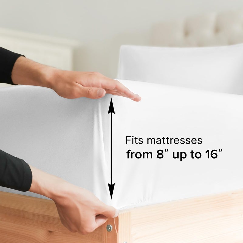 CGK Unlimited 400 Thread Count Cotton Sheet Set - Full Size 100% Cotton Sheets - Easily Fits 8"" to 16"" Mattress - Silky-Soft  Wrinkle Free  Breathable & Comfy - Deep Pockets & Hotel Quality Bedding Set - Burgundy  - Image 2