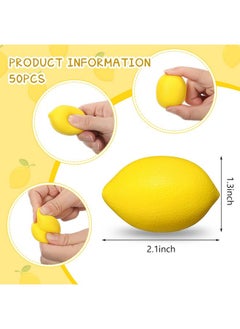 Jerify 50 Pcs Lemon Stress Balls Lemon Party Favors Small Lemon Balls Fake Artificial Lemons Squeeze Pu Foam Toys For Lemon Themed Gifts School Home Carnival  - Image 2