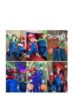 xppier Mario Costume Kids, Super Mario Costume with Bodysuit, Luigi Cap, Pants, Carnival Cosplay Costume Decoration for Boy Girl Kids Adult  - Image 5