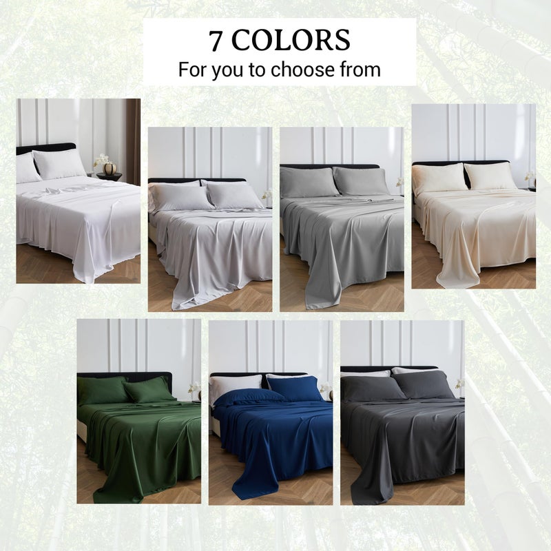 Simple&Opulence 100% Viscose Bed Sheet Set 4 Piece, Breathable Cooling Bedding Set with 15" Deep Pockets, Luxury Ultra Soft for Hot Sleepers (Gray,Queen) - Image 5
