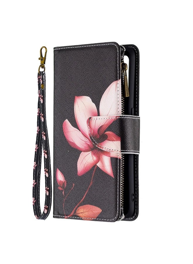 HuHa Case Cover For OPPO A74 4G/F19 4G Colored Drawing Pattern Zipper Horizontal Flip Leather Case with Holder & Card Slots & Wallet(Lotus)  - Image 2