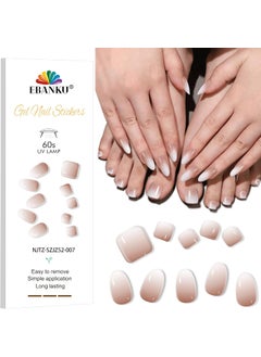 EBANKU EBANKU Semi-Cured Gel Toenail Strips, 52PCS Nude Ombre Pedi Nail Wraps & Gel Nail Strips Stickers, Works with UV Lamps, Long Lasting, Easy to Use- Includes 2 Prep Pads, Nail File & Nail Stick 
