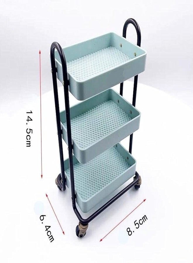 EatingBiting 1:6 sacle Miniature Furniture Cart Miniature Handcart Rolling Cart 3 Layers Storage with Wheels Furniture Mini House Kitchen Restaurant Cart Trolley Dining Cart Shelf landscape Decoration - Image 4
