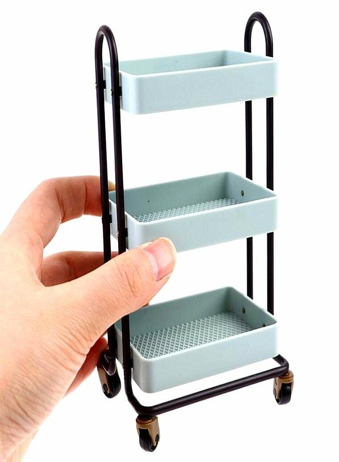 EatingBiting 1:6 sacle Miniature Furniture Cart Miniature Handcart Rolling Cart 3 Layers Storage with Wheels Furniture Mini House Kitchen Restaurant Cart Trolley Dining Cart Shelf landscape Decoration - Image 1