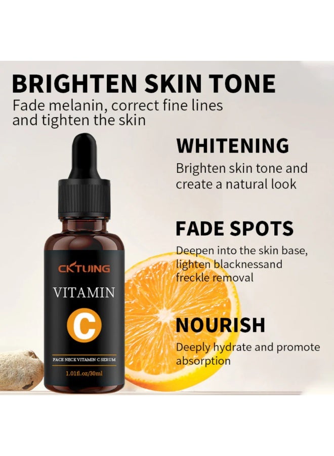 CKTUING Vitamin C Serum for Face & Neck – Brightening & Anti-Aging Serum for Dark Spots, Freckles, Wrinkles, Fine Lines – Hydrating Skin Care, 30ml - Image 4