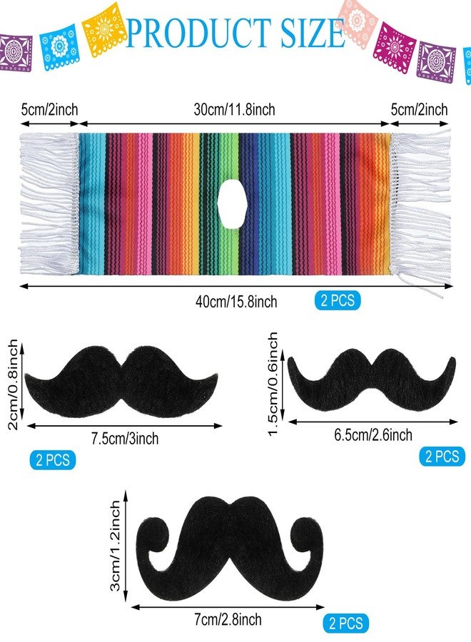 Ninehaoou 18Pcs Mini Sombrero Hats Set - Bottle Toppers for Mexican Fiesta, Cinco De Mayo Party with Serapes and Fake Beard - Image 2
