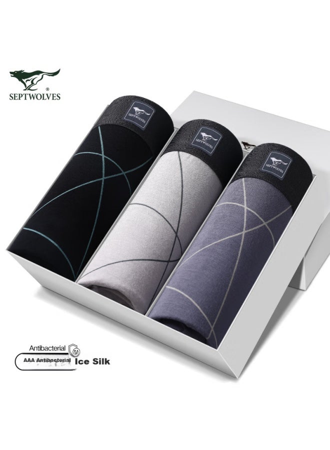 Septwolves Septwolves Men's Underwear, Ice Silk Antibacterial Boxer Briefs, Comfortable Breathable Men's Underpants, 3-pack  - Image 1