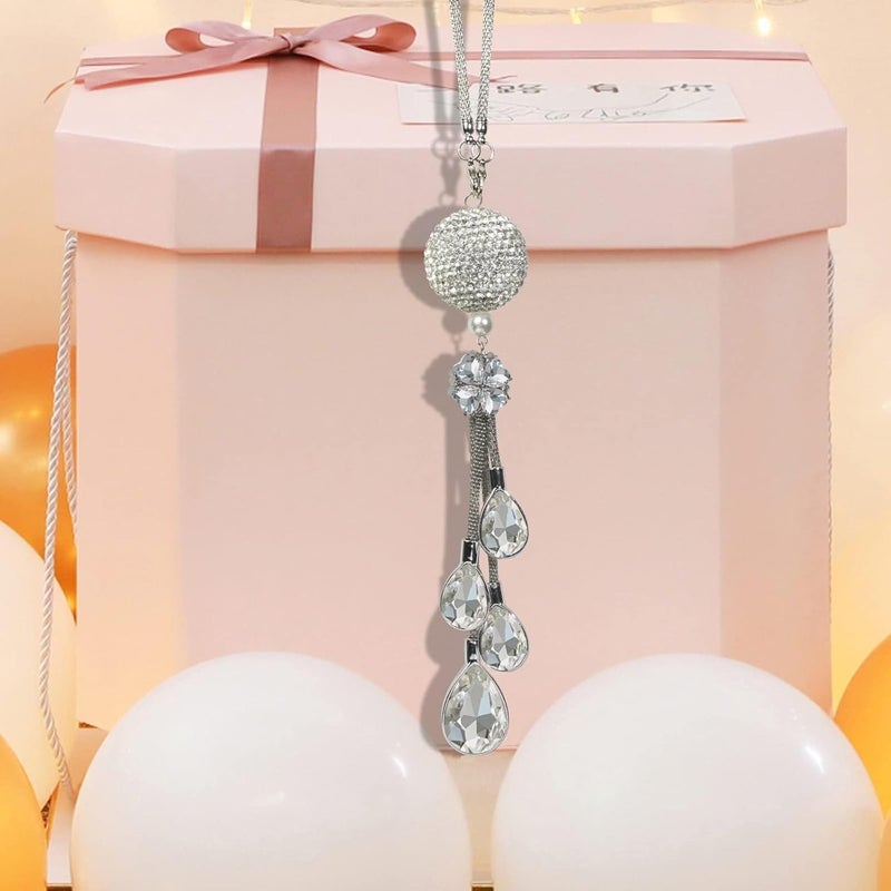 Aputue Bling Car Accessories, Rhinestone Decor with Crystal Drops for Rear View Mirror, Sparkling Car Interior Decorations for Women, Elegant and Stylish Vehicle Ornaments - Image 5