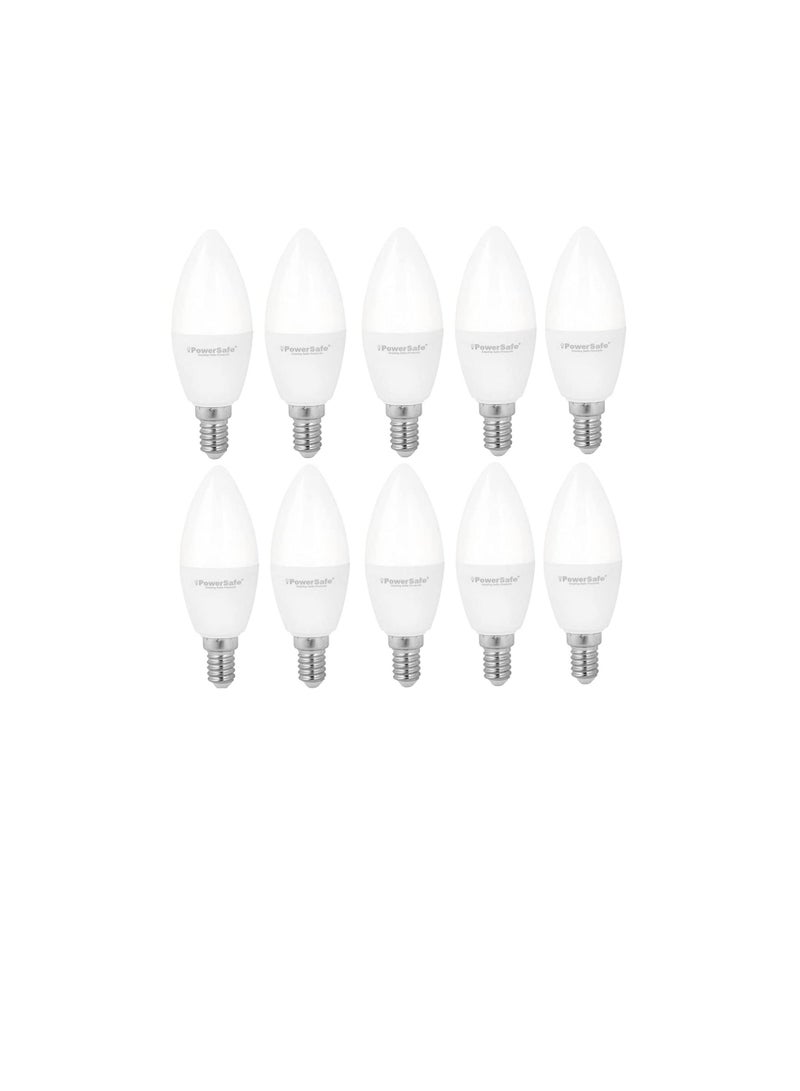 باور سيف PowerSafe موفر للطاقة 7 وات LED شمعة حامل E14 مع حماية من زيادة التيار | ESMA المعتمدة حزمة من 10 (أبيض) - Image 1